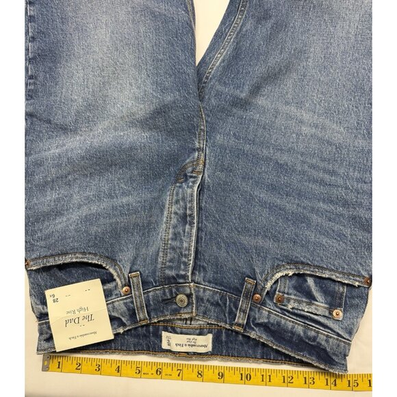 Abercrombie & Fitch The Dad High Rise Jeans 28/6R Button Fly Blue NEW - Picture 4 of 10